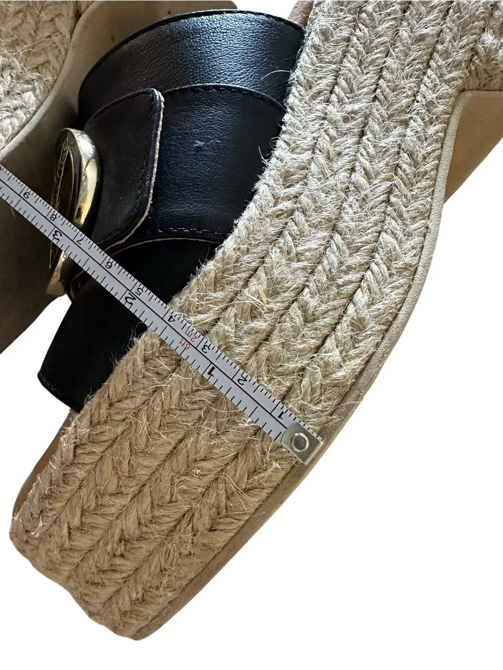 Valentino Black Leather Slide espadrille Sandals with Gold Logo Medallions sz 7